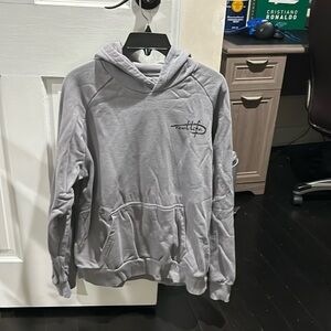 Reel life. Large. Grey hooded sweatshirt.